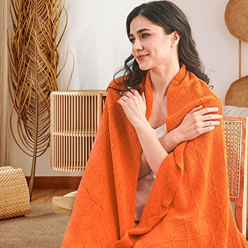 inhand Knit Klein Blue Throw Blanket for Couch, Soft Living Room Home Decor Knitted Blanket with Tassel, Outdoor Lightweight Breathable Summer Blanket, Farmhouse Warm Woven Decorative, 50"x60"