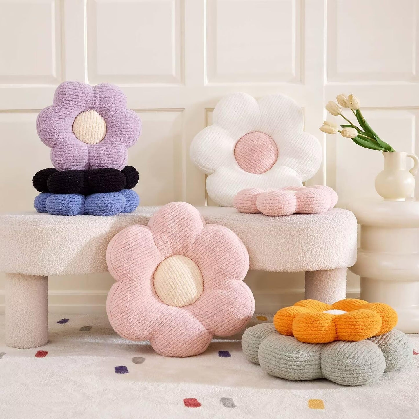 Flower Pillow, Flower Shaped Pillow Cute Flower Decorative Pillows for Bed, Soft Flower Pillow Daisy Pillow Home Decor Floor Seating Cushion (Sage Green, 19.6 Inches)