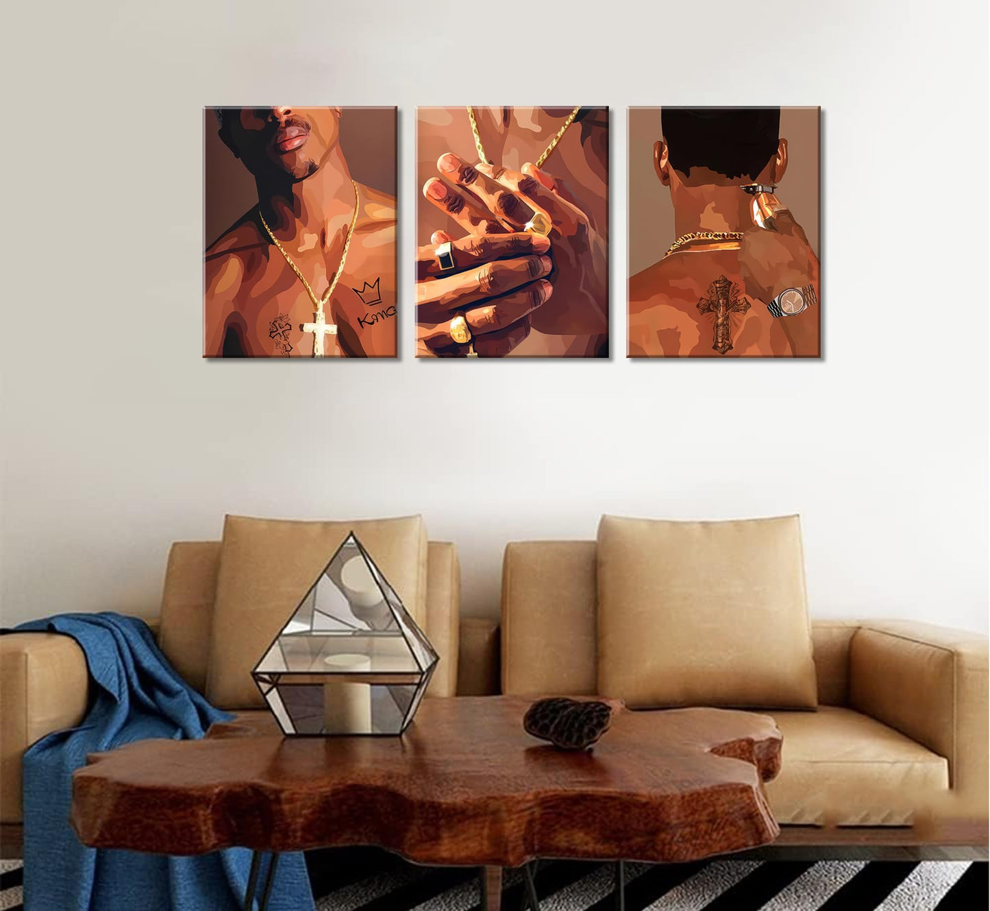 3 Pcs Black Woman Poster Wall Art African American Black Female Pictures Wall Decor Black Canvas Print African American Decor Artwork for Bedroom Living Room Bathroom Office Home Decoration