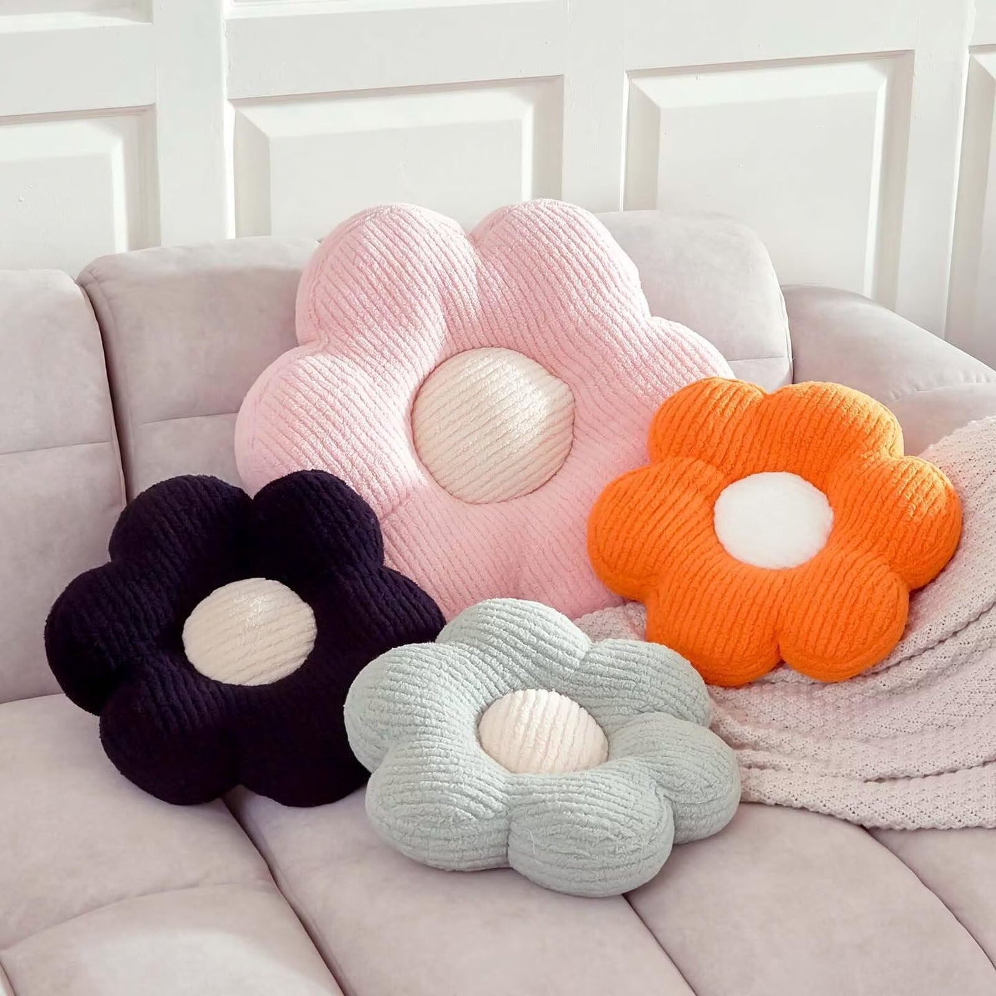 Flower Pillow, Flower Shaped Pillow Cute Flower Decorative Pillows for Bed, Soft Flower Pillow Daisy Pillow Home Decor Floor Seating Cushion (Sage Green, 19.6 Inches)