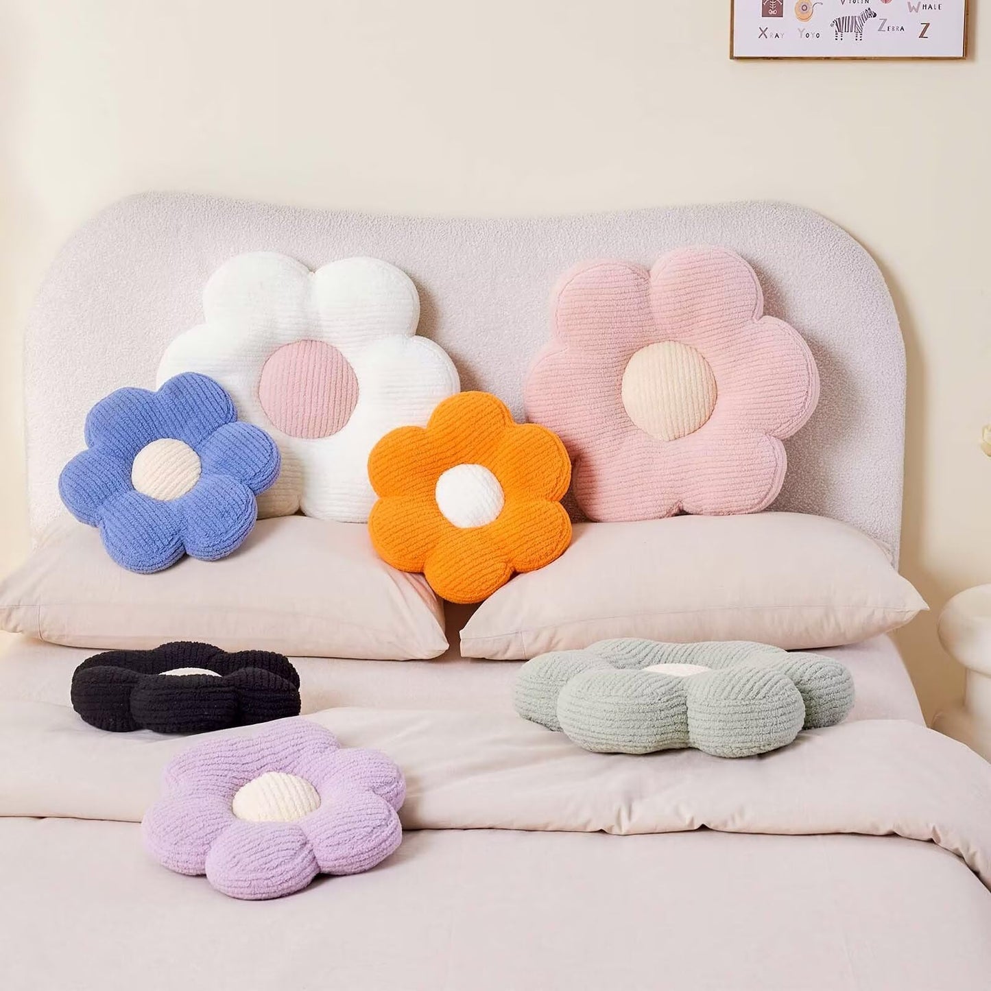 Flower Pillow, Flower Shaped Pillow Cute Flower Decorative Pillows for Bed, Soft Flower Pillow Daisy Pillow Home Decor Floor Seating Cushion (Sage Green, 19.6 Inches)