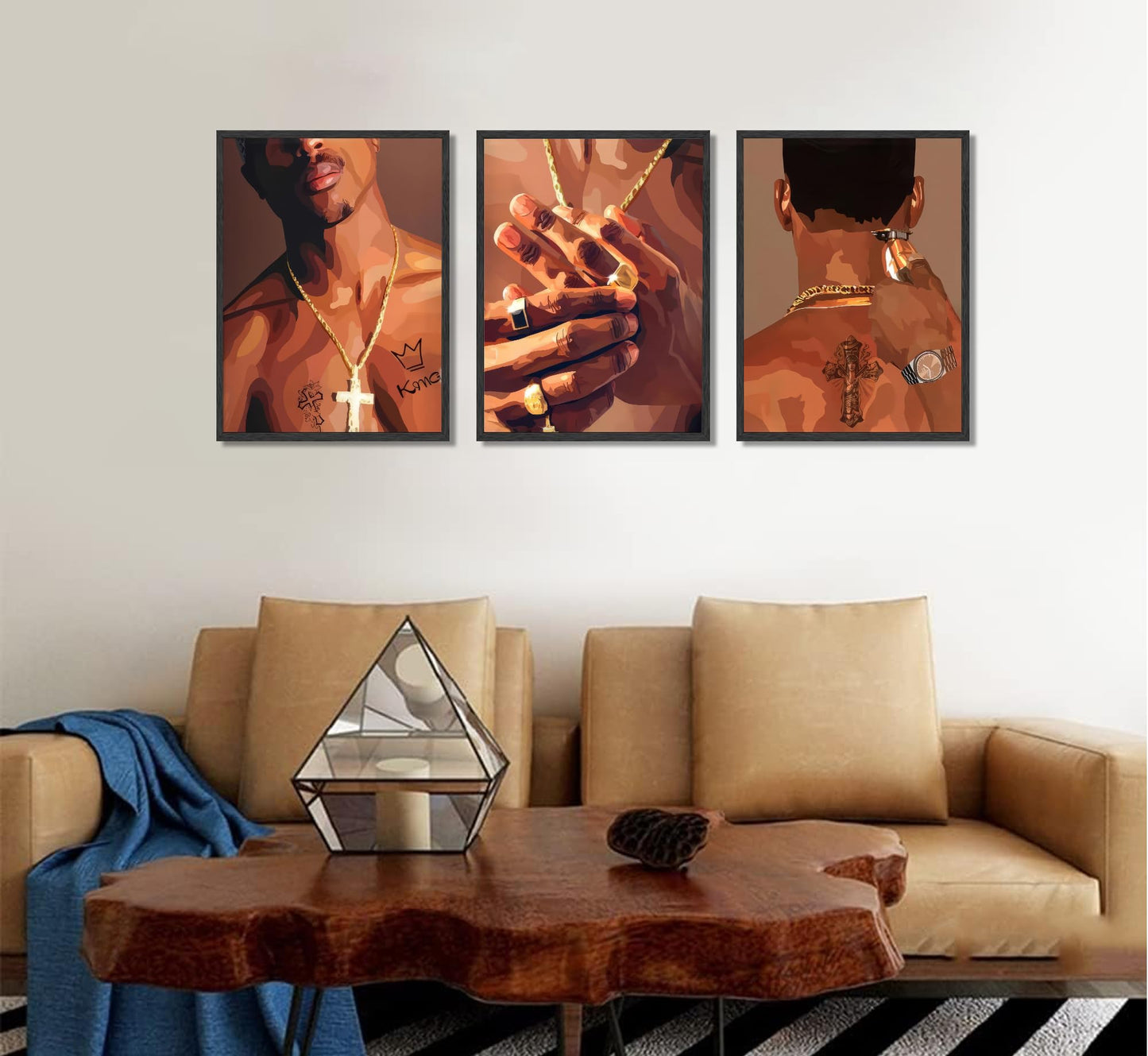3 Pcs Black Woman Poster Wall Art African American Black Female Pictures Wall Decor Black Canvas Print African American Decor Artwork for Bedroom Living Room Bathroom Office Home Decoration