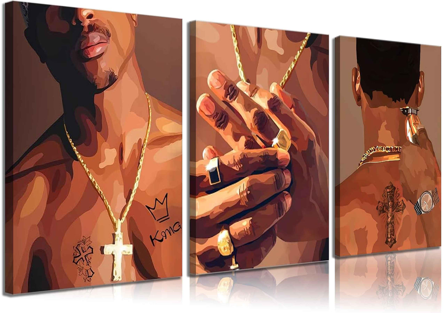 3 Pcs Black Woman Poster Wall Art African American Black Female Pictures Wall Decor Black Canvas Print African American Decor Artwork for Bedroom Living Room Bathroom Office Home Decoration
