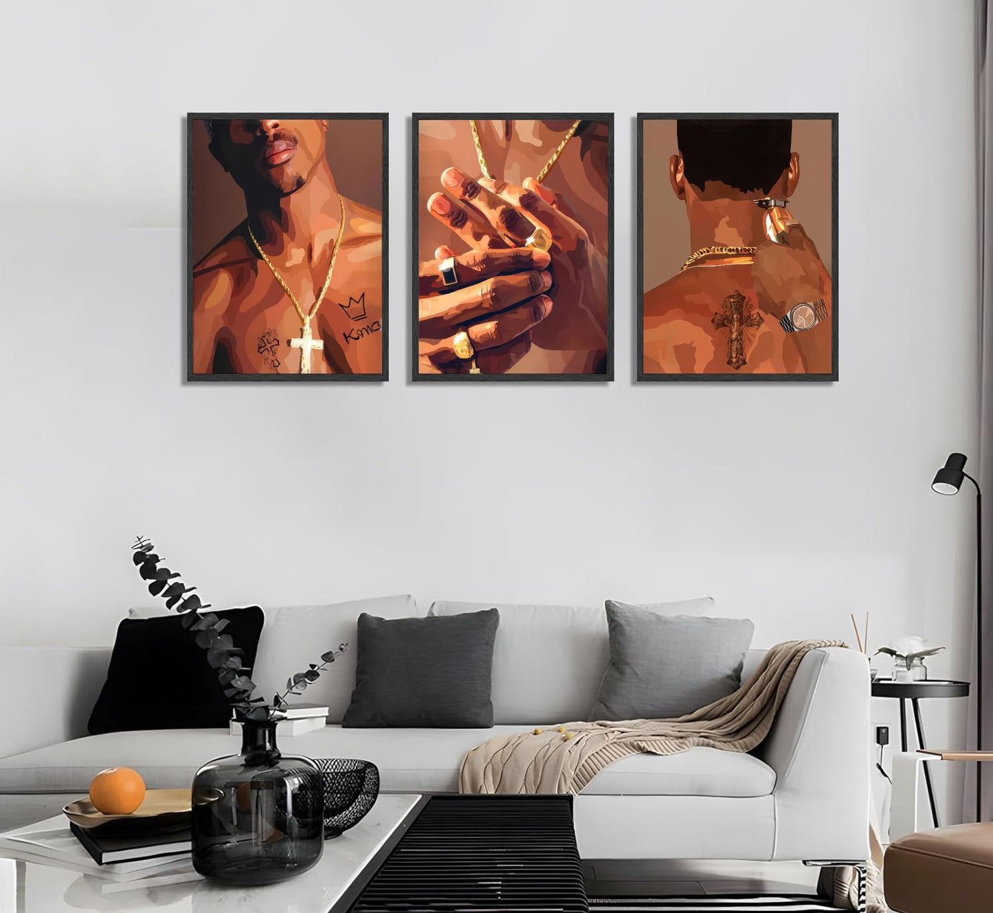 3 Pcs Black Woman Poster Wall Art African American Black Female Pictures Wall Decor Black Canvas Print African American Decor Artwork for Bedroom Living Room Bathroom Office Home Decoration
