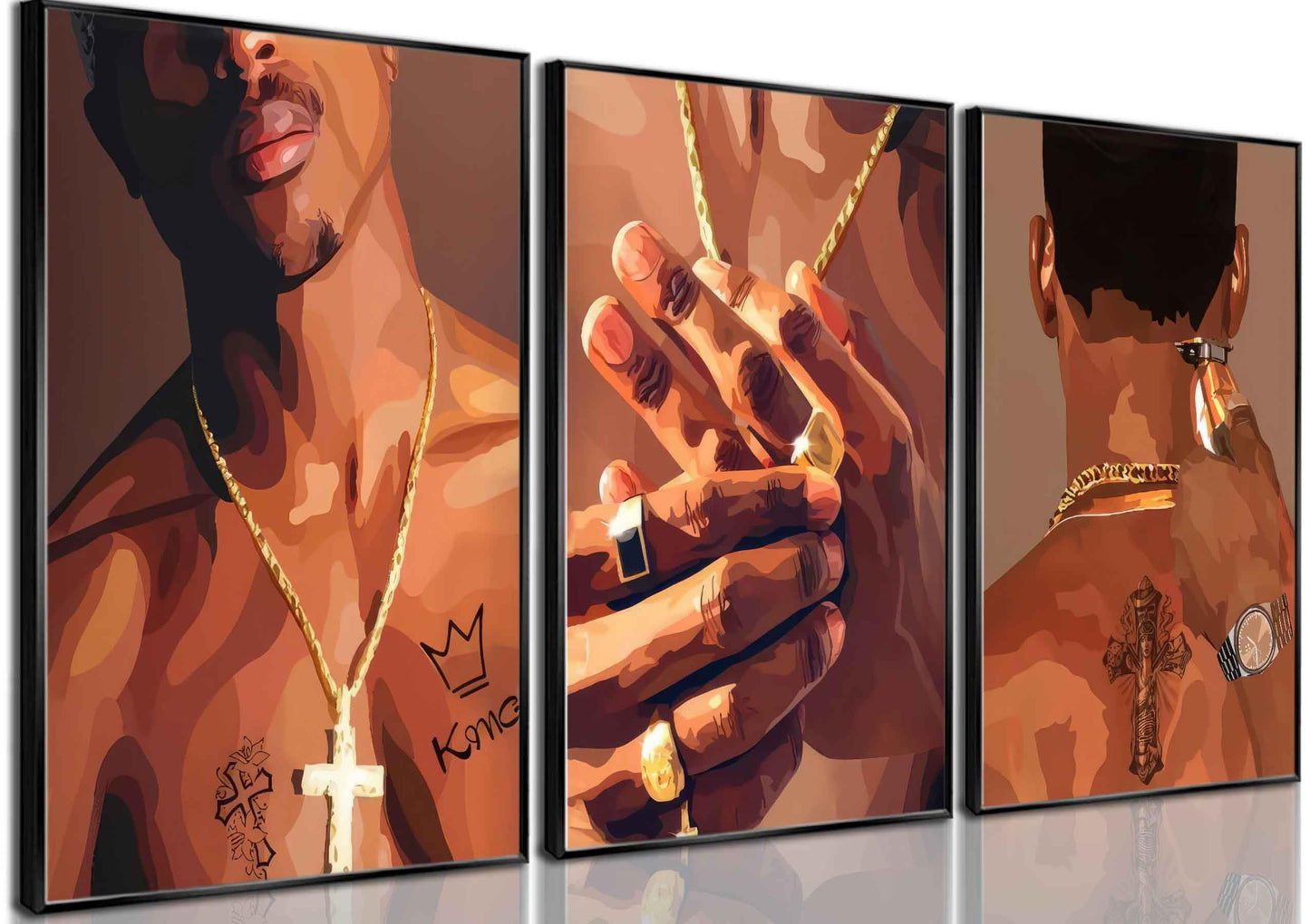 3 Pcs Black Woman Poster Wall Art African American Black Female Pictures Wall Decor Black Canvas Print African American Decor Artwork for Bedroom Living Room Bathroom Office Home Decoration