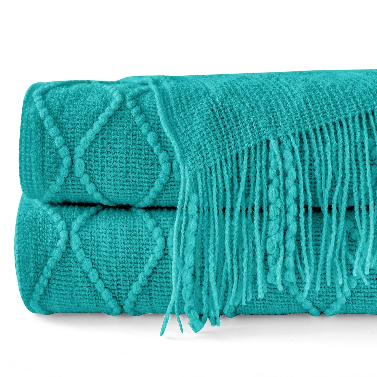 inhand Knit Klein Blue Throw Blanket for Couch, Soft Living Room Home Decor Knitted Blanket with Tassel, Outdoor Lightweight Breathable Summer Blanket, Farmhouse Warm Woven Decorative, 50"x60"