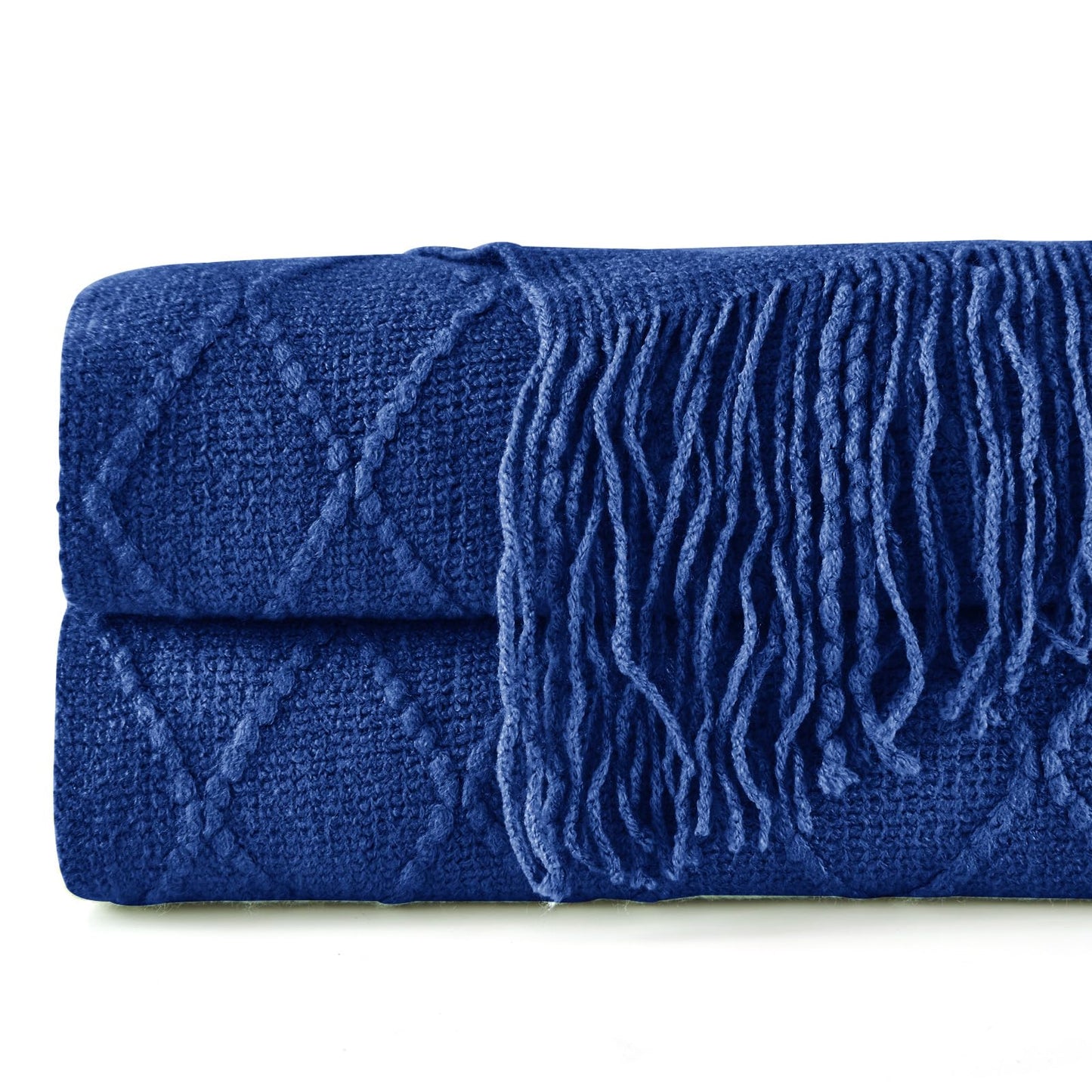 inhand Knit Klein Blue Throw Blanket for Couch, Soft Living Room Home Decor Knitted Blanket with Tassel, Outdoor Lightweight Breathable Summer Blanket, Farmhouse Warm Woven Decorative, 50"x60"