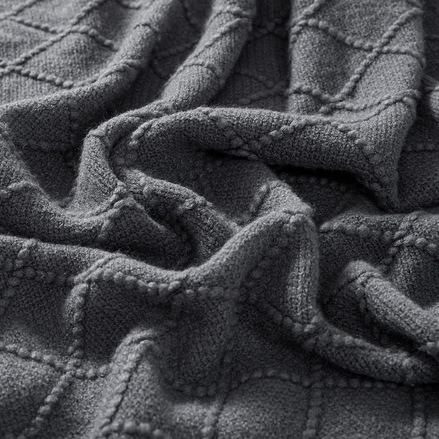 inhand Knit Klein Blue Throw Blanket for Couch, Soft Living Room Home Decor Knitted Blanket with Tassel, Outdoor Lightweight Breathable Summer Blanket, Farmhouse Warm Woven Decorative, 50"x60"