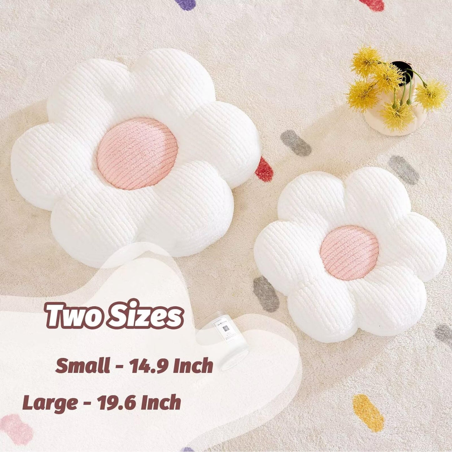 Flower Pillow, Flower Shaped Pillow Cute Flower Decorative Pillows for Bed, Soft Flower Pillow Daisy Pillow Home Decor Floor Seating Cushion (Sage Green, 19.6 Inches)